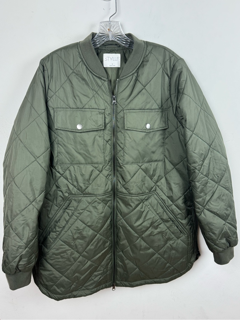 STYLUS Quilted Puffer Jacket in Olive